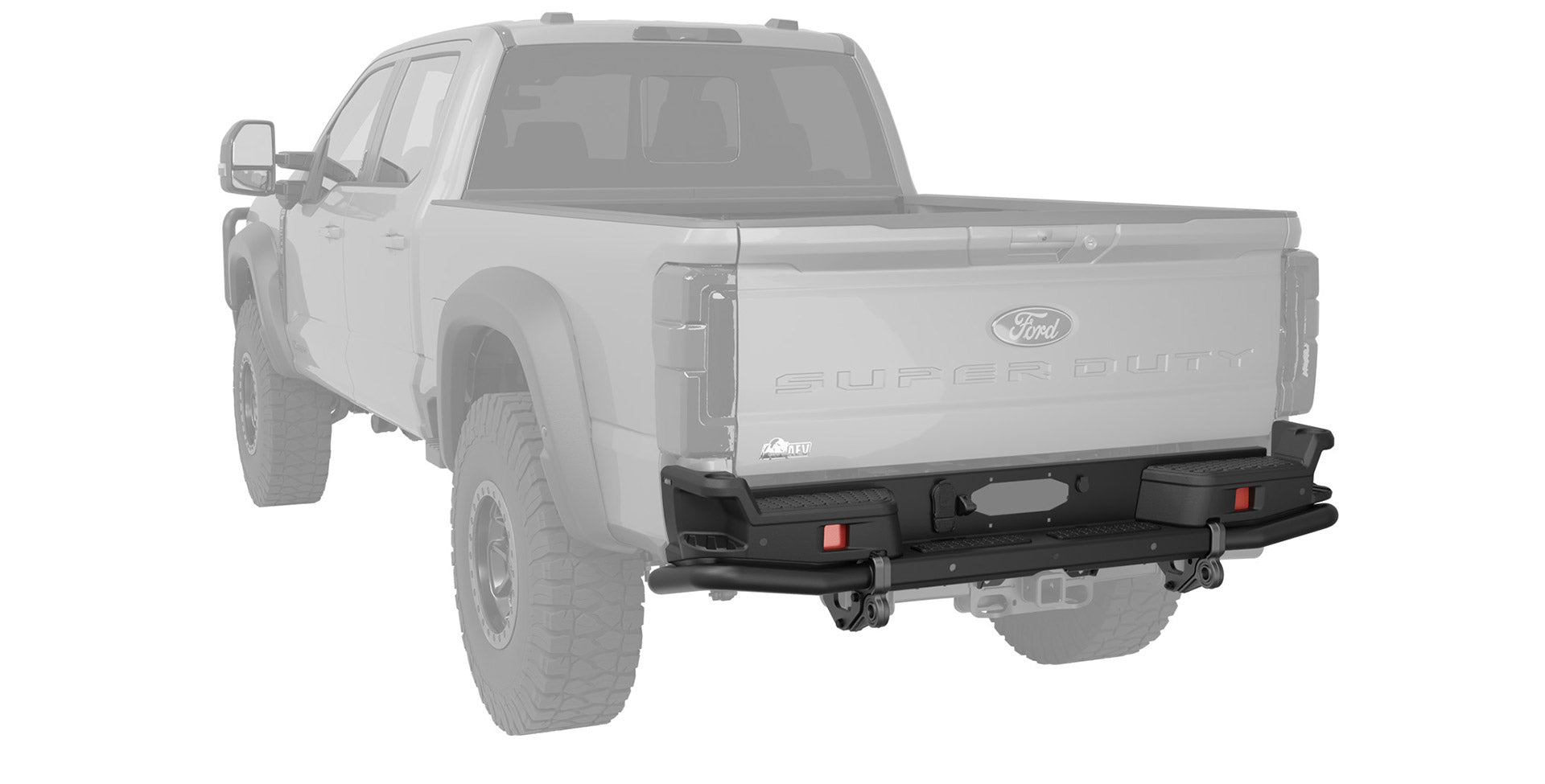 Gray pickup truck with a black bumper on a white background | Rear Bumper Installed on Vehicle