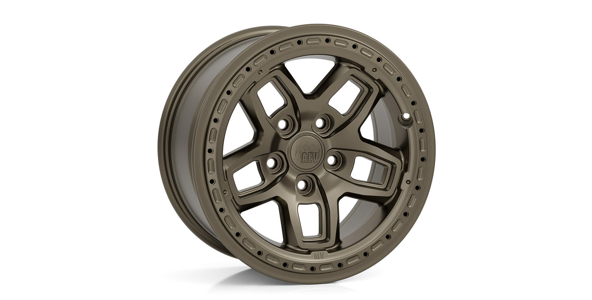 A bronze painted Borah wheel with no hardware
