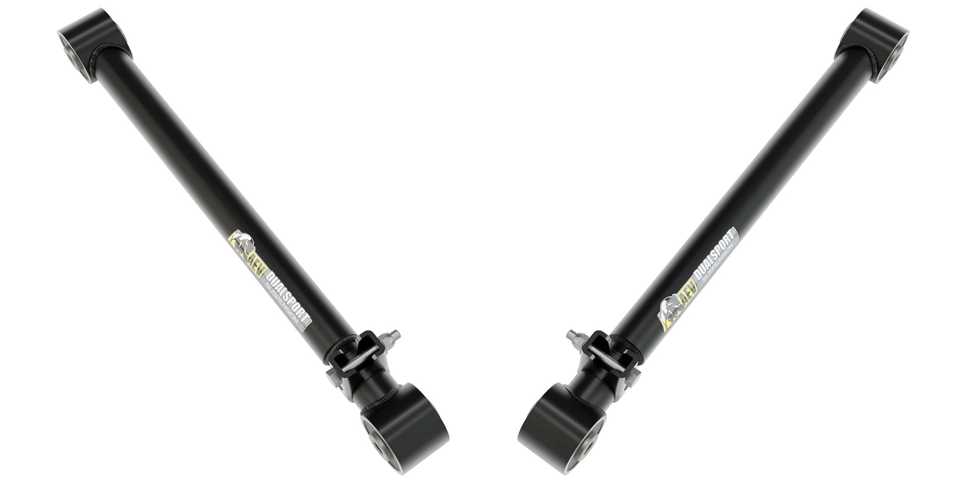 Black control arms on a white background | Rear Lower Control Arms for JT Wrangler 