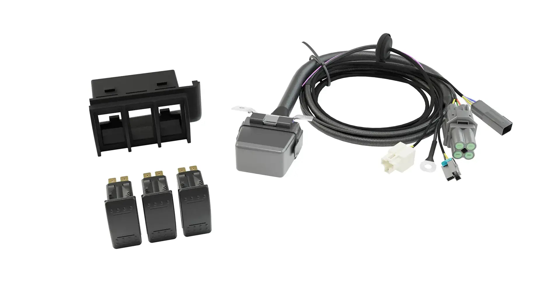 Black trim surround with three switches on a white background | Full Kit for vehicles with Trailer Reverse Steering Control